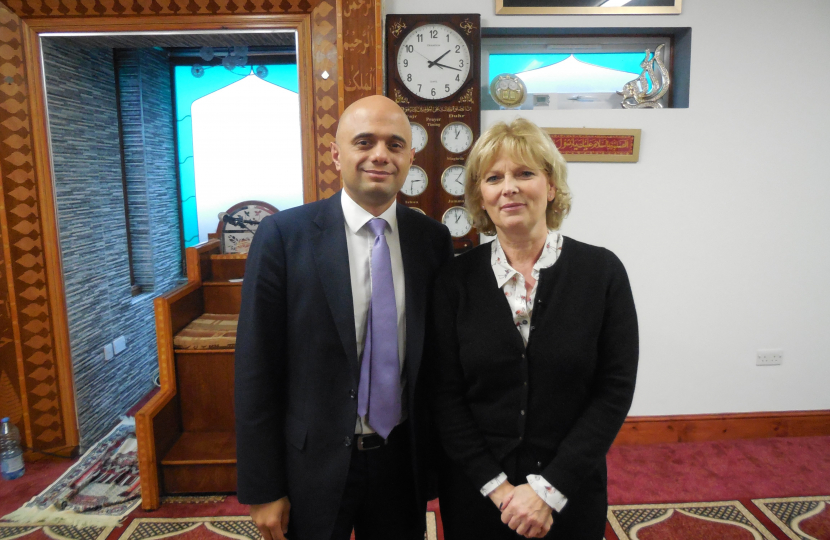 With Culture Secretary, Sajid Javid, at the Beeston Muslim Centre
